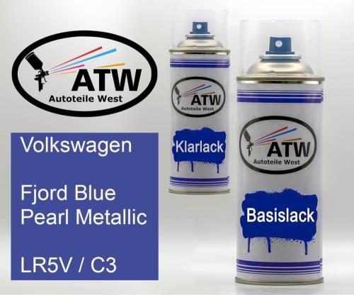Volkswagen, Fjord Blue Pearl Metallic, LR5V / C3: 400ml Sprühdose + 400ml Klarlack - Set, von ATW Autoteile West.